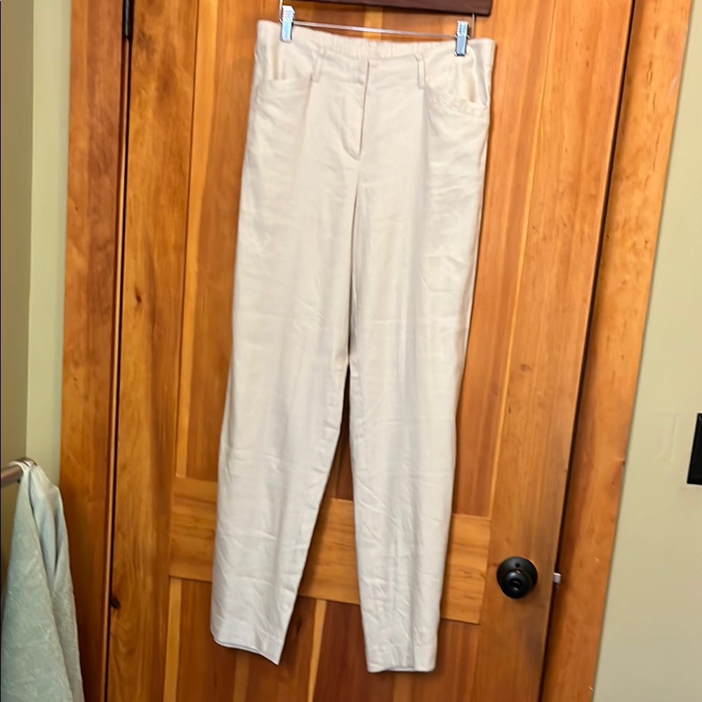 J. Jill Linen Rayon blend Cream Straight Leg Pants Versatile Tailored Design